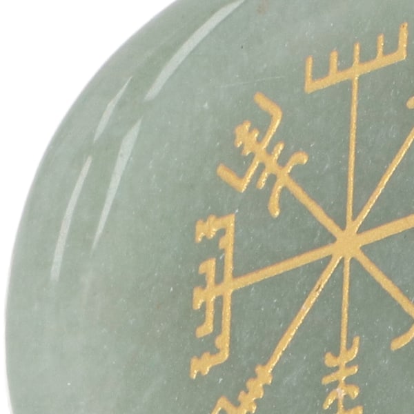 Helande Kristallsten Graverade Nordiska Vikingasymbolstenar Meditation Helande Platt Oval Symbolsten Grön
