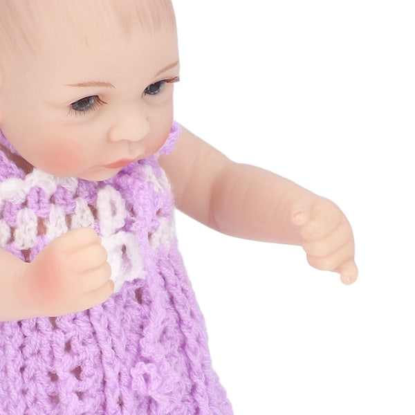 10 tum Reborn Babydockor Rörliga Lemmar Mjuk Silikon Livslik Tvättad Stickad Kjol Barn Dockleksak Lila Pojkdocka