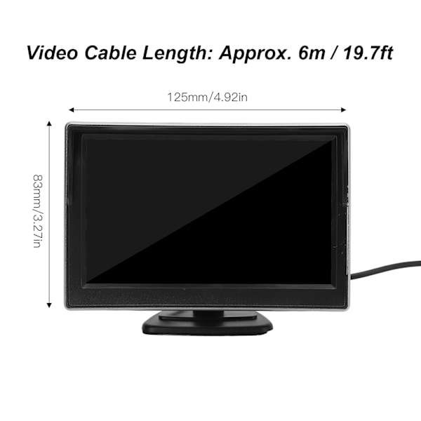 Backupkamera Systemsett 5 tommer Bakspeilmonitor V1 V2 Videoinngang Høy Oppløsning 12‑24V for Kjøretøy Sommerfuglkamera