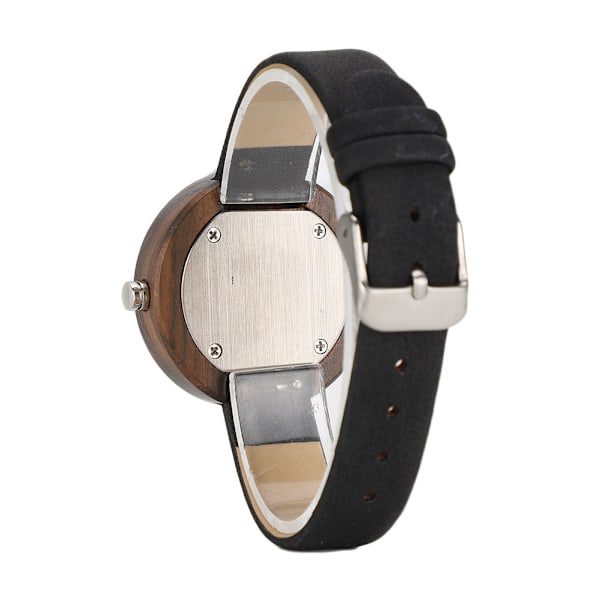 Damklocka Rund Träurtavla Kvarts Casual PU Läder Rem Justerbar Armbandsur Typ A