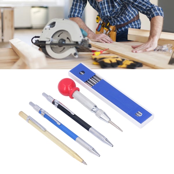 16-dels Mekanisk Snickeripennor Set Scribe Penna med Center Punch Markeringspatroner