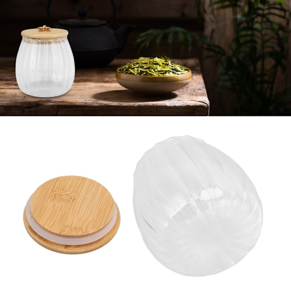 Mångsidiga Förvaringsglasburkar med Bambulock, Lufttät Försegling för Matkonservering, Klar Blommönsterdesign för Enkel Övervakning, Idealisk för Kaffe, Te,