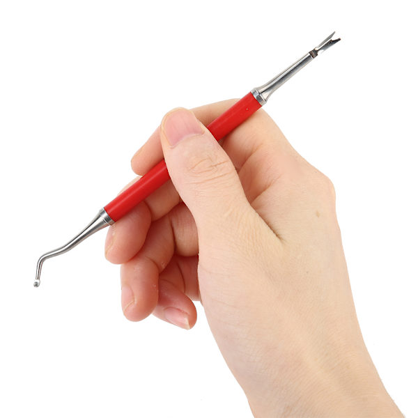 2-pack Inväxt Nagelklippare & Nagelbands-tryckare Set Silikonhandtag Kniptångssats Röd