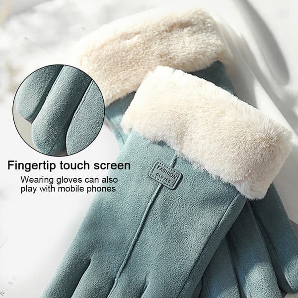 Varma vinterhandskar pekskärm mode vindtäta handskar för flickor Gray blue