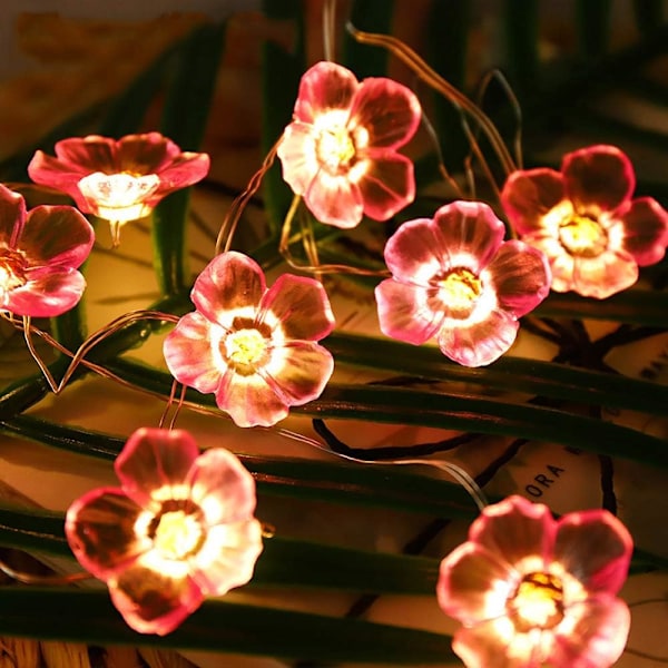 Körsbärsblommor Ljusslinga Minnesfunktion, Batteridrivna Dekorativa Ljusslingor för Heminredning