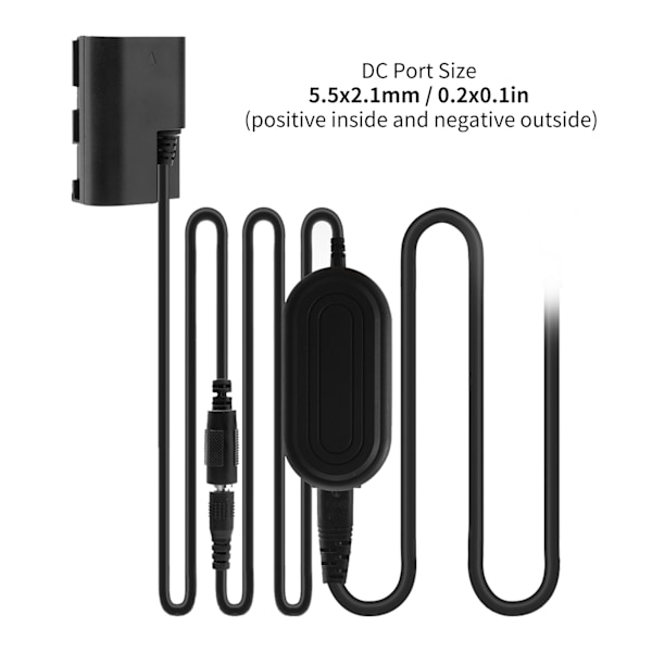 AC Strømadapter DC-kobling LPE6 Full Dekodet Dummy Batterisett for Canon 5D2 5D3 5D4 6D 6D2 60D 100240V (EU-plugg 100240V)