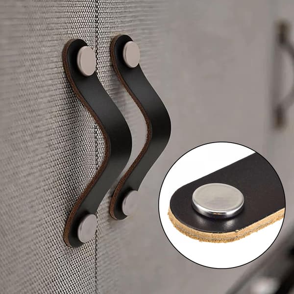 Læder Kabel Organizer, Bærbare Kabelstropper Til Effektiv Ledningsstyring, Sort, Genanvendelige Kabelbindere, 14 X 2,5 Cm, Let At Bruge, Til Møbler