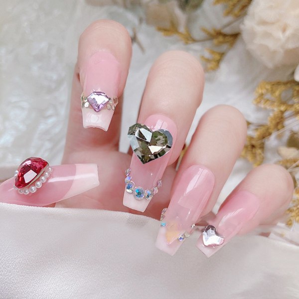 20 st Nail Art Rhinestones Diamanter 8,5*10 mm Hjärtform glänsande