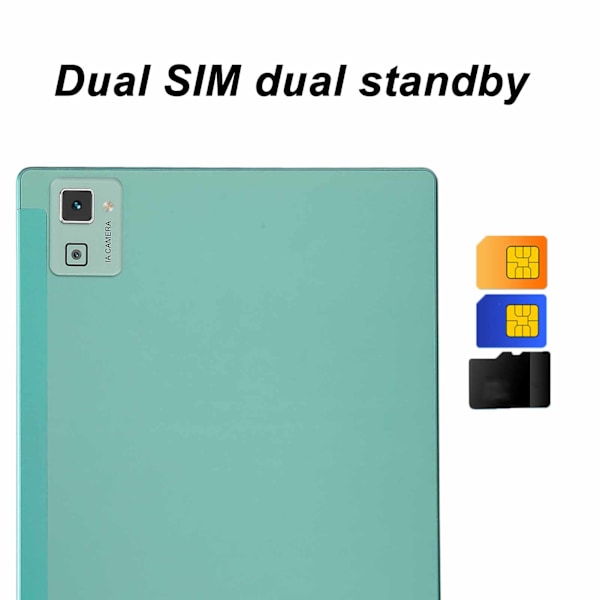 10,1 tums surfplatta för Android 10 6GB RAM 128GB ROM 5G WIFI 4G-nätverksstöd Snabbladdning FHD-surfplatta EU-kontakt 100‑240V EU-kontakt Grön