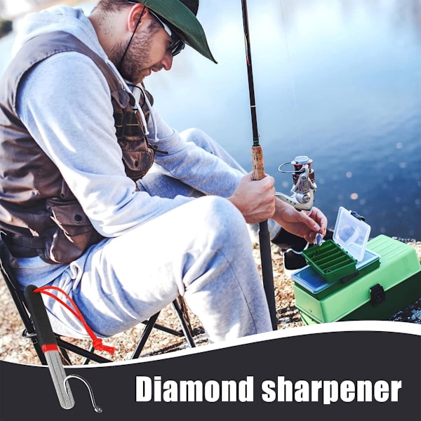 Diamant Fiskkroksslip, Slipfil Portabel Mini Design, Kompakt Struktur för Fisketillbehör, Hög Hårdhet Dubbelsidiga Korn