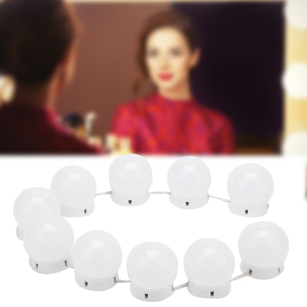 10LED Sminkspelsljus Kit Glödlampor Toalettbelysning Dimbar Ljussträng