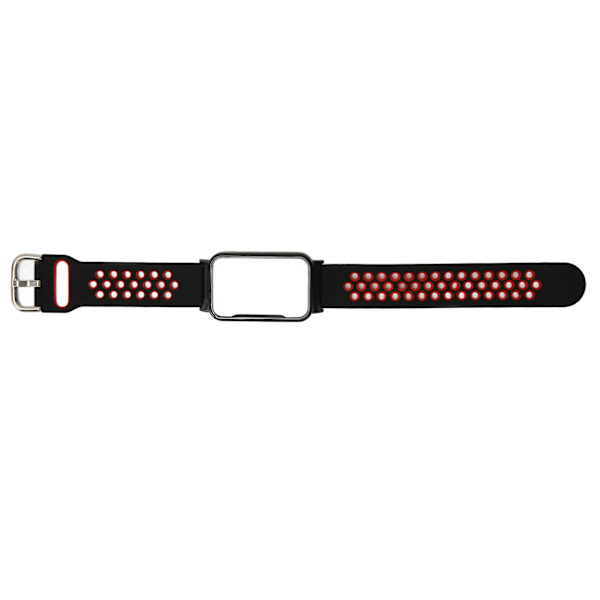 Hengittävä silikoninen ranneke Mi Band 7 Pro:lle, suojakotelolla - Musta punainen ja musta kotelo