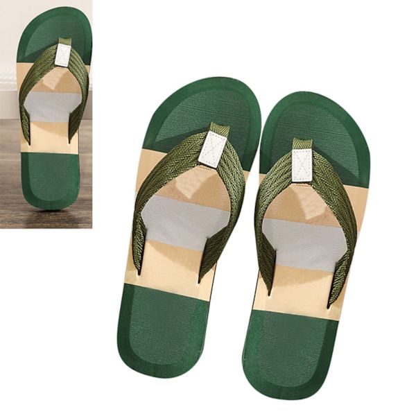 Mænds Flip Flops Hurtigtørrende Åndbar Skridsikker Blød EVA Ergonomisk Strand Thong Sandaler Grøn 40