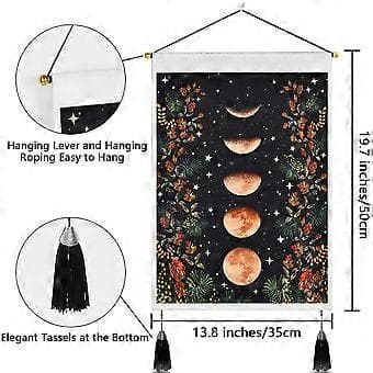 Moonlight Garden Tapestry Blomranka Växt Gobeläng för Sovrum Vardagsrum 35 x 50 cm 2-pack