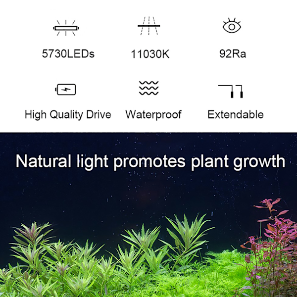 15W LED Akvarielys, Udvidbar Vandtæt Akvatisk Plantelys til Fiskekum