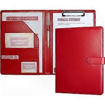 A4 Dokumentholder Clipboard Portfolio til Notesblok, Læderlignende Foldover Clipboard med Opbevaring