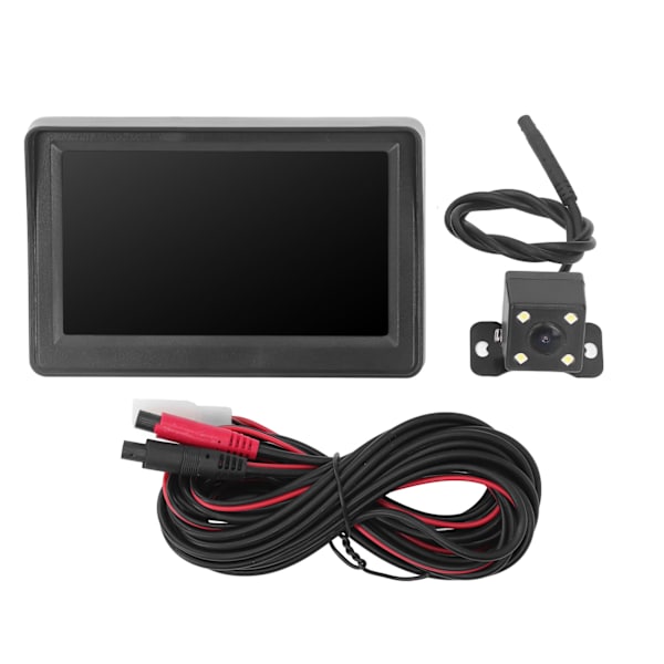 Backup Kamera 4.3in Monitor Kit Bil Bagagerumsvisning Parkeringssystem Vandtæt Nattesyn til Campingvogne Trailere Lastbiler Pickupper 4LED Lys Kamera