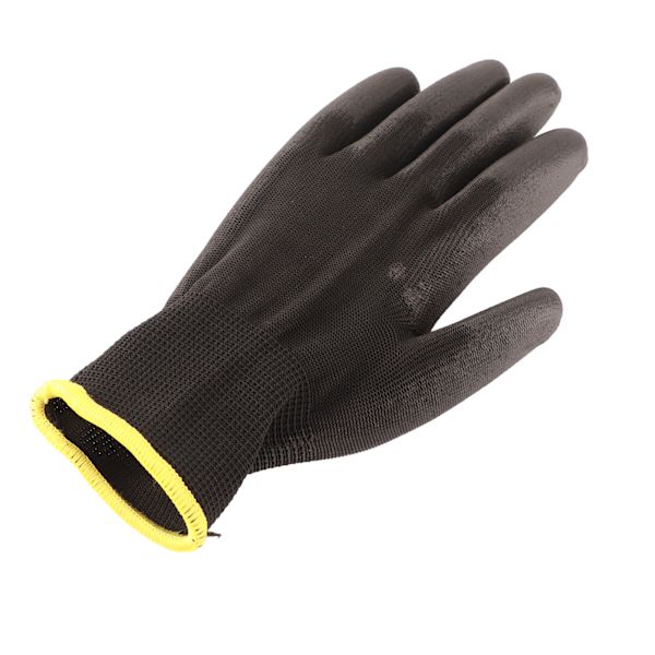 10 Par Sikkerhedsarbejdshandsker PU-belagt Statisk Sikker Nylon Generel Sort med Rød Kant 8(M)