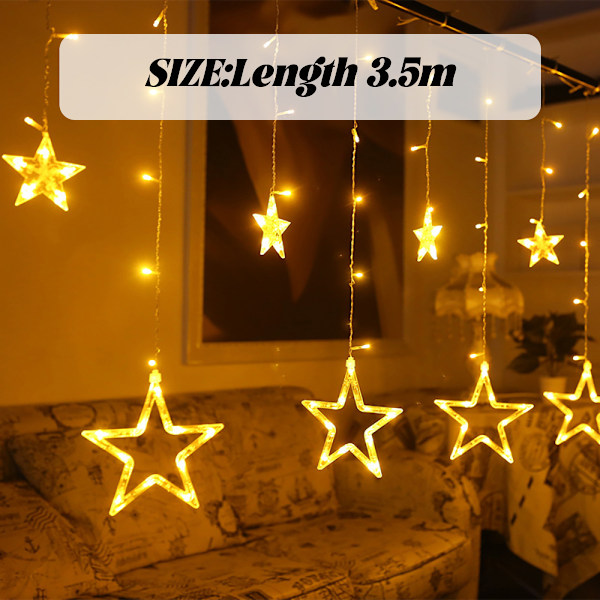 Twinkle Star Dekorationer, Perfekt För Inomhus- och Utomhusmiljöer, Gardin Twinkle Lights Med Låg Spänning, Kopplingsbara Ljusslingor För Jul,