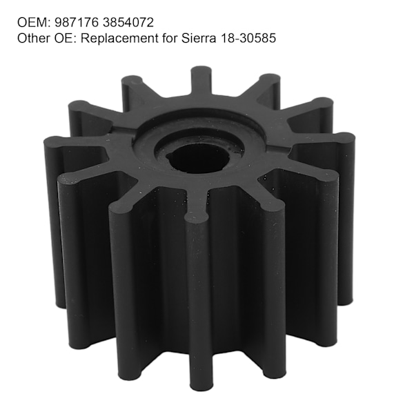 Vannpumpe Impeller 12 Blader Nylon Neopren Gummi Fleksibel for OMC King Cobra Sterndrives