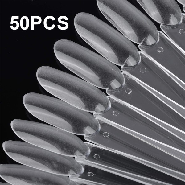 50 st Nail Swatch Sticks med Ring, Clear Fan-shaped Nail Art