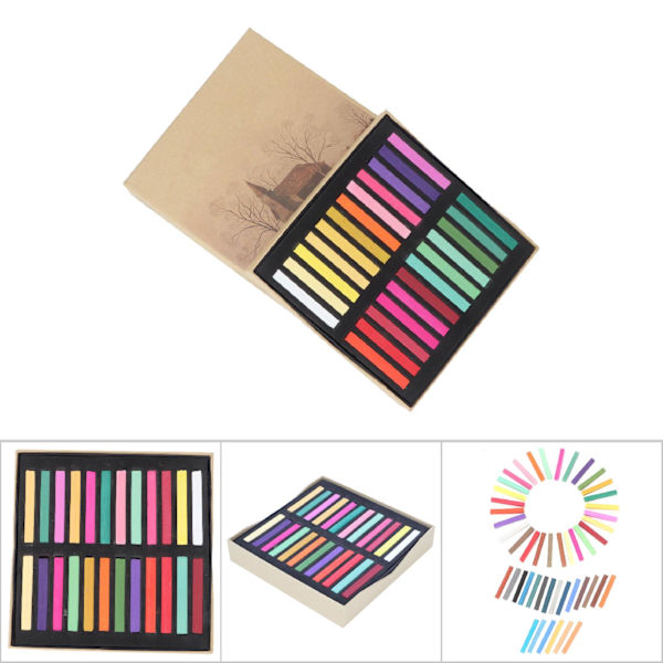 Multifargett Kvadratisk Form Kunstnertegning Pastell Skisseblyant 48 Assorterte Farger Sett (48 farger)