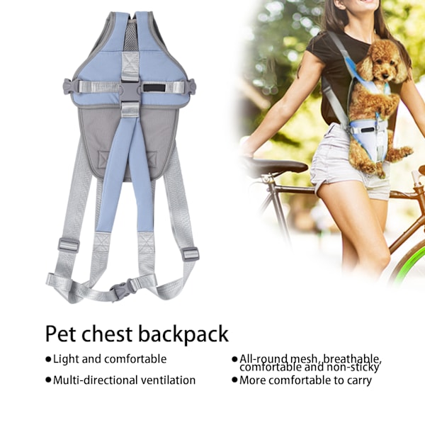 Husdjursbröstpack Ryggsäck Katt Hund Utomhus Framhålla Väska Bärsele för Resor Vandring Camping Blå XL