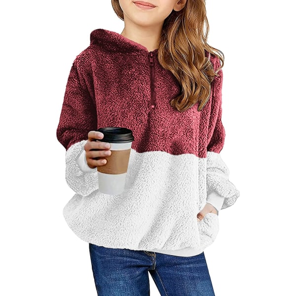 Girls Fuzzy Fleece Pullover Hoodies Sweatshirt Casual Lös Outw