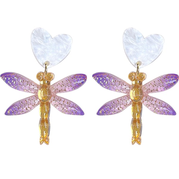 1 par Dragonfly øreringe lette akryl farvede øreringe L