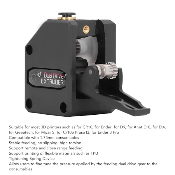 Dubbelväxlad Extruder Stabil Matning 1.75mm Filament Extruder Kit för de flesta 3D-skrivare