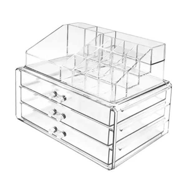 Klar Kosmetik Opbevaringsorganisator 3 Skuffer Stor Kapacitet Stabelbar Akryl Makeup Organiser til Badeværelse
