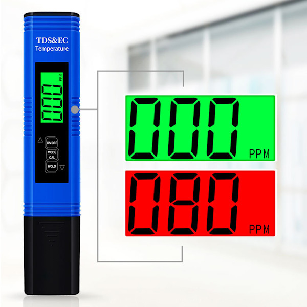 Multifunktionella 4 i 1 Digitala Vattentestkit, Temperaturmätare & Pålitlig Testare för Dricksvatten, Kranvatten, Brunn, Pool, Hydroponik,