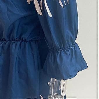 Uformell blomstrete off-shoulder swingkjole med trompetermer for kvinner (style6071)