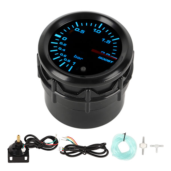 2 tuuman 52 mm Turbo Boost -mittarin anturilla, 7 värillinen LED-taustavalo, universaali bensiinimodifioiduille autoille