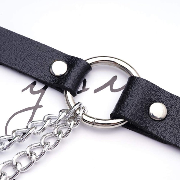 Punk läder Body Chains Svart midjekedja Layered Nattklubb Par