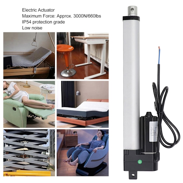 Elektrisk Aktuator 400mm 16 Tommer Slag 3000N 660LBS IP54 Beskyttelse Lav Støj Elektrisk Lineær Aktuator 24V