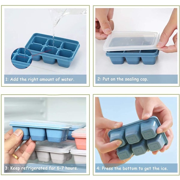 Nydesignade Isbitsformar, Återanvändbara & Luktfria Mini-ismaskiner, 3-pack Röd+Grå+Blå, Perfekt för Frysning av Drycker