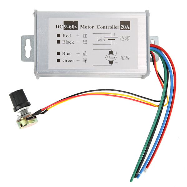 Motorhastighedsregulator Switch Potentiometer Kontrol PWM Variabel Hastighed 20A 9V12V24V48V60V