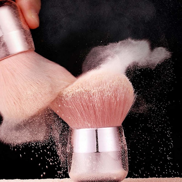 Svampformad Design, Gradient Rosa Dammvippa För Multifunktionellt Sminkverktyg Som Fungerar Som En Mjuk Kabukiborste Och Kosmetisk Dammuppsamlare, Komplett Med