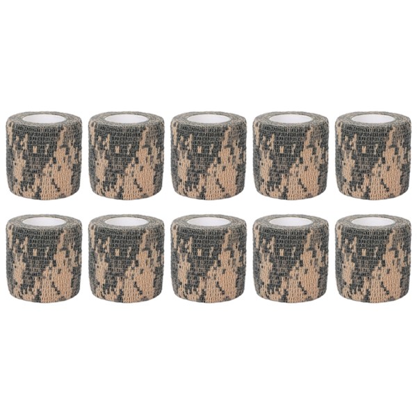 10 st Multifunktionella Självhäftande Bandage Rullar Engångs Elastisk Bandage Wrap Anti Vibration Anti Skid Tattoo Grepp Tejp ACU Kamouflage