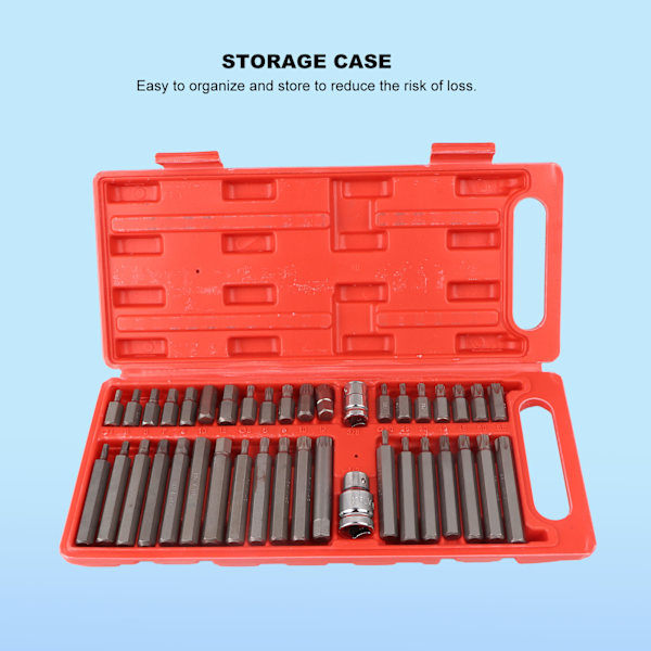 Spline Tip Bit Socket Set Master Tip Bit Socket Set med Plastik Opbevaringsboks til S2 Auto Reparation