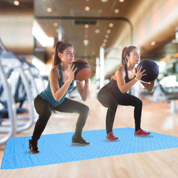 Yogamatta Handduk Mjuk Mikrofiber Halksäker Svettabsorberande Yogamatta Handduk för Pilates Träningspass Blå