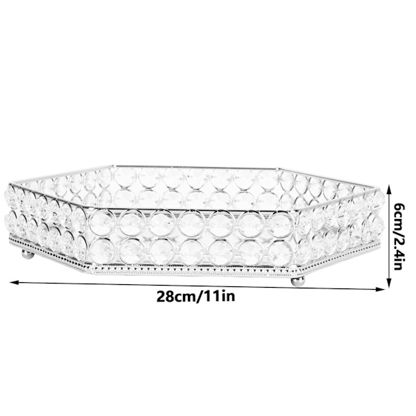 Krystalbakke Spejl Hexagon Formet Multifunktionel Dessert Kage Frugt Opbevaring Organizer