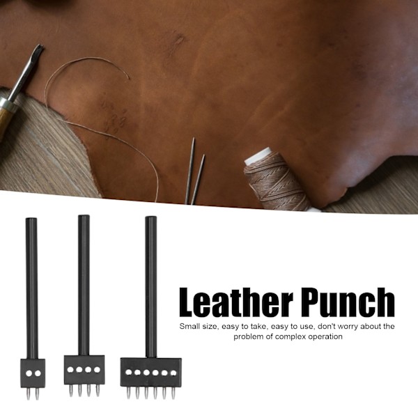 3 st Leather Perforerade Verktyg Svart Tand Hållbar Snabb Enkel DIY Läderhantverk Verktygssatser 6mm