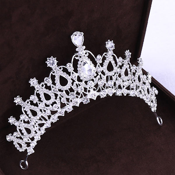 Bröllops smyckesset Glimmande Silver Eleganta Örhängen Halsband Set för Brud Födelsedagsfest Krona Halsband Örhängen med Ask