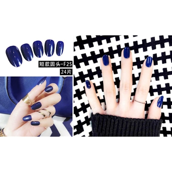 24 st/ask Pure Color Dekoration Artificiella Falska Naglar Spets & Lim F25
