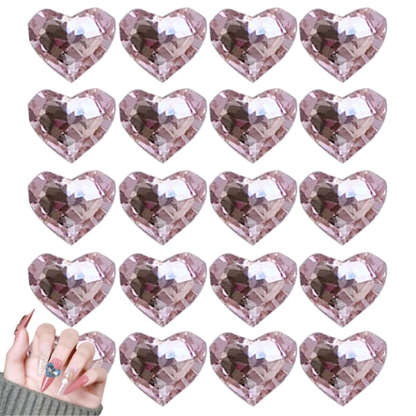 20 st Nail Art Rhinestones Diamanter 8,5*10 mm Hjärtform glänsande