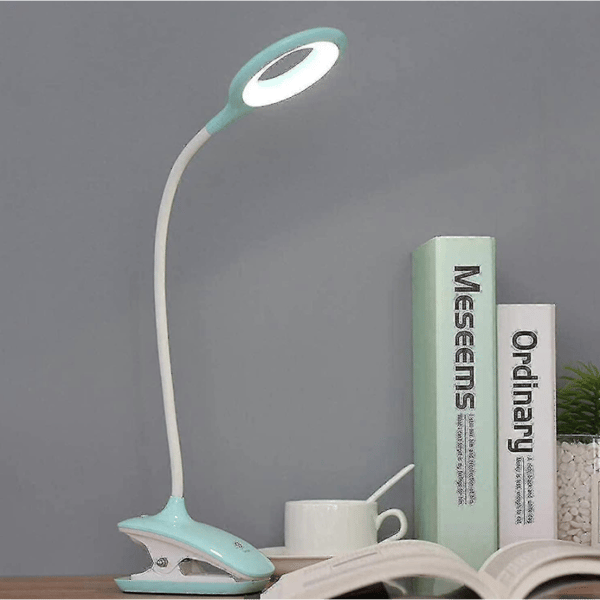 Multifunksjonell lampe for lesing, studering, arbeid, tegning, soving, dagslys LED USB oppladbar klemme leseboklampe, 3 lysstyrkemoduser