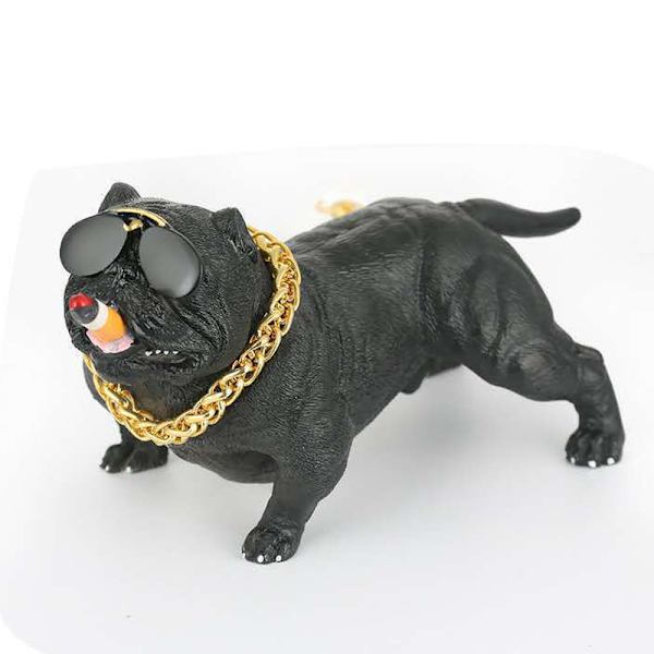 Hundefigur i Resin Simuleret Udsøgt Sød Hundestatue Bilindretning Instrumentbræt Ornament Sort