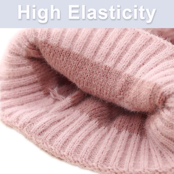 Vintermössa för småbarn Flickor beanie Dubbelstickad vinter Pom mössa för barn Pink
